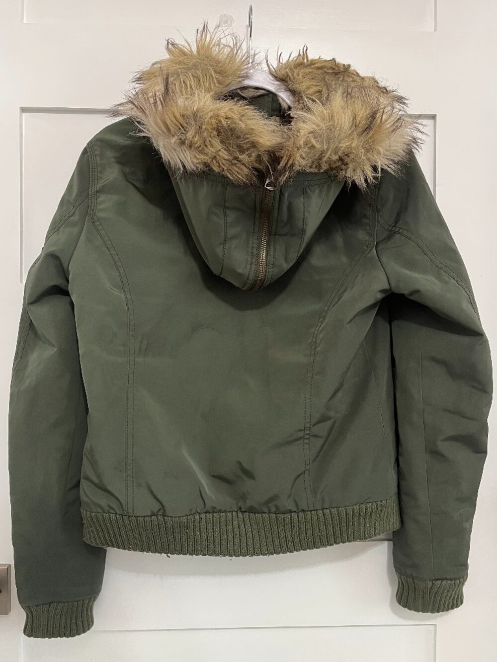 Green American Eagle Hooded Winter Bomber Jacket